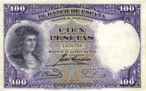 100 Pesetas 25.4.1931